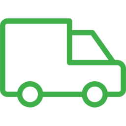a graphic green drawing of a non branded cargo truck in a transparent background